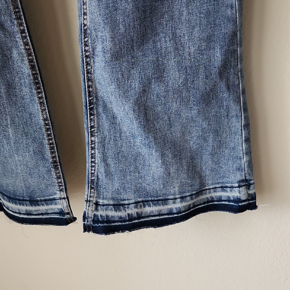 LOVE CULT DENIM Classic Blue Flare Leg High Rise Jeans Sz 5 Y2K retro NWT - Picture 5 of 16